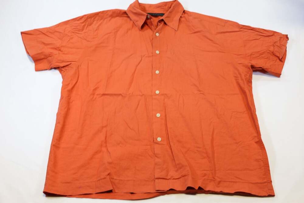 Metropolitan View Orange Short Sleeve Button Up Cotton Shirt